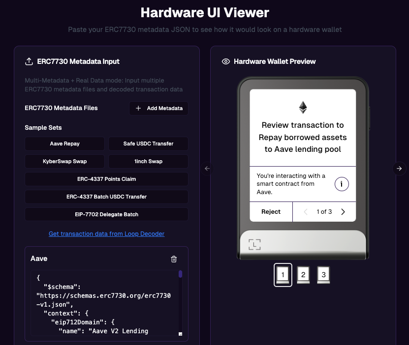 Hardware Wallet Viewer Interface